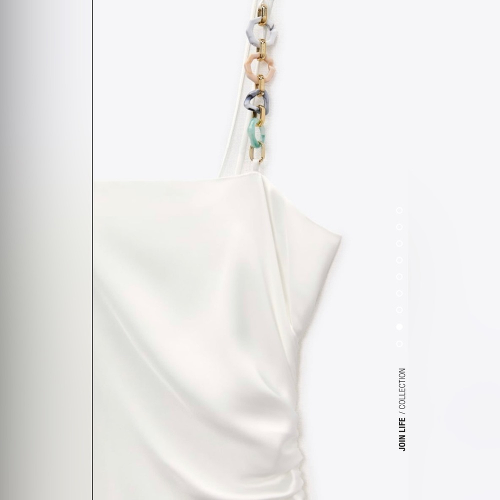 ZARA CHAIN STRAP SATIN EFFECT SLIP DRESS - Picture 8 of 9